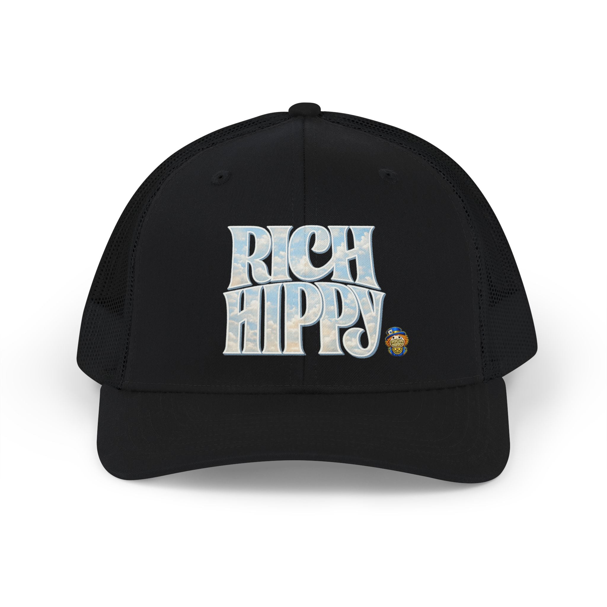 Rich Hippy Sky Logo Trucker Hat – Black Mesh Snapback