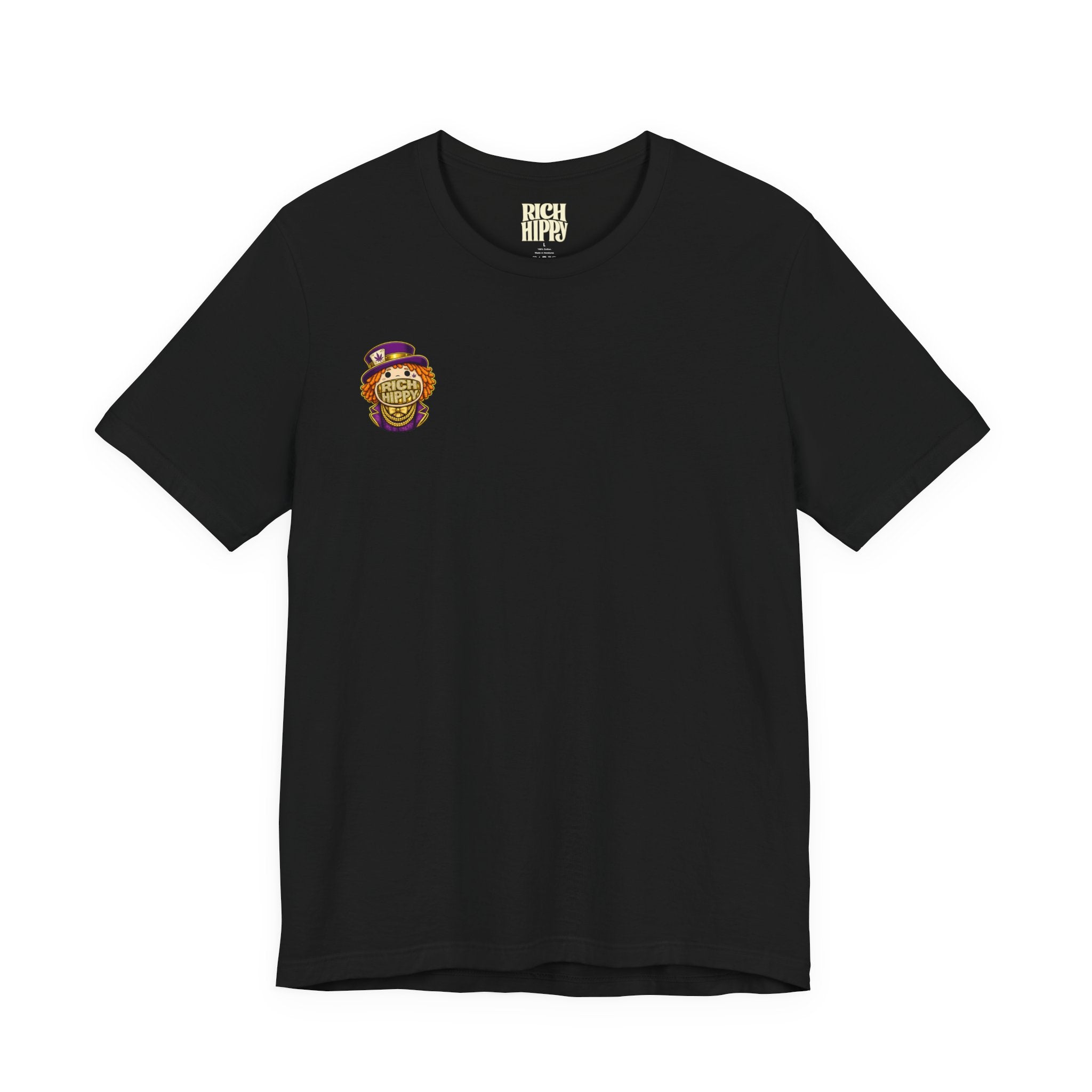 Rich Hippy Classic Logo Tee – Vintage Cream Back Print | Black Unisex T-Shirt