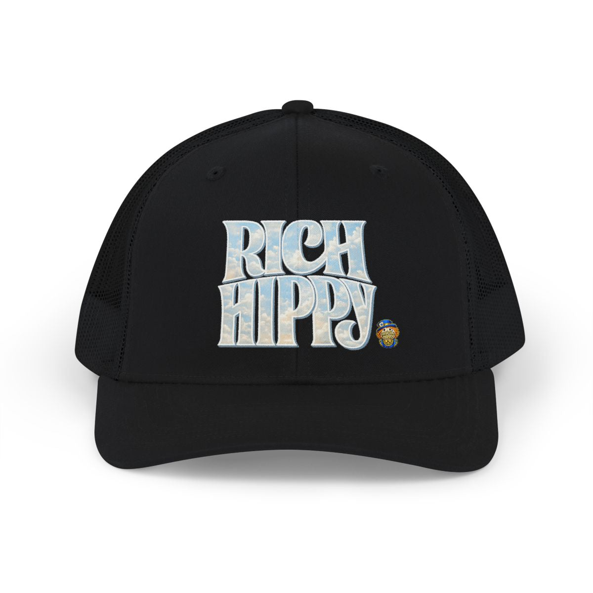 Rich Hippy Sky Logo Trucker Hat – Black Mesh Snapback